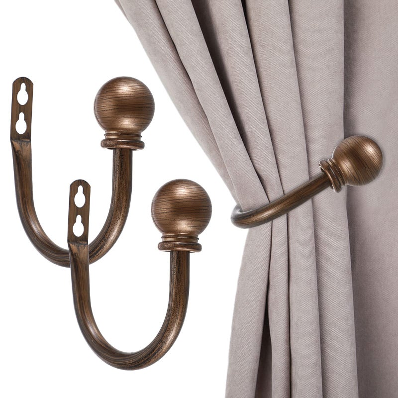 Sumnacon Set of 2 Decorative Curtain Holdbacks, Wall Mounted Aluminum Alloy Window Drapery Tiebacks for Bedroom, Livingroom Office Come with Screws, Red Bronze - Image 1